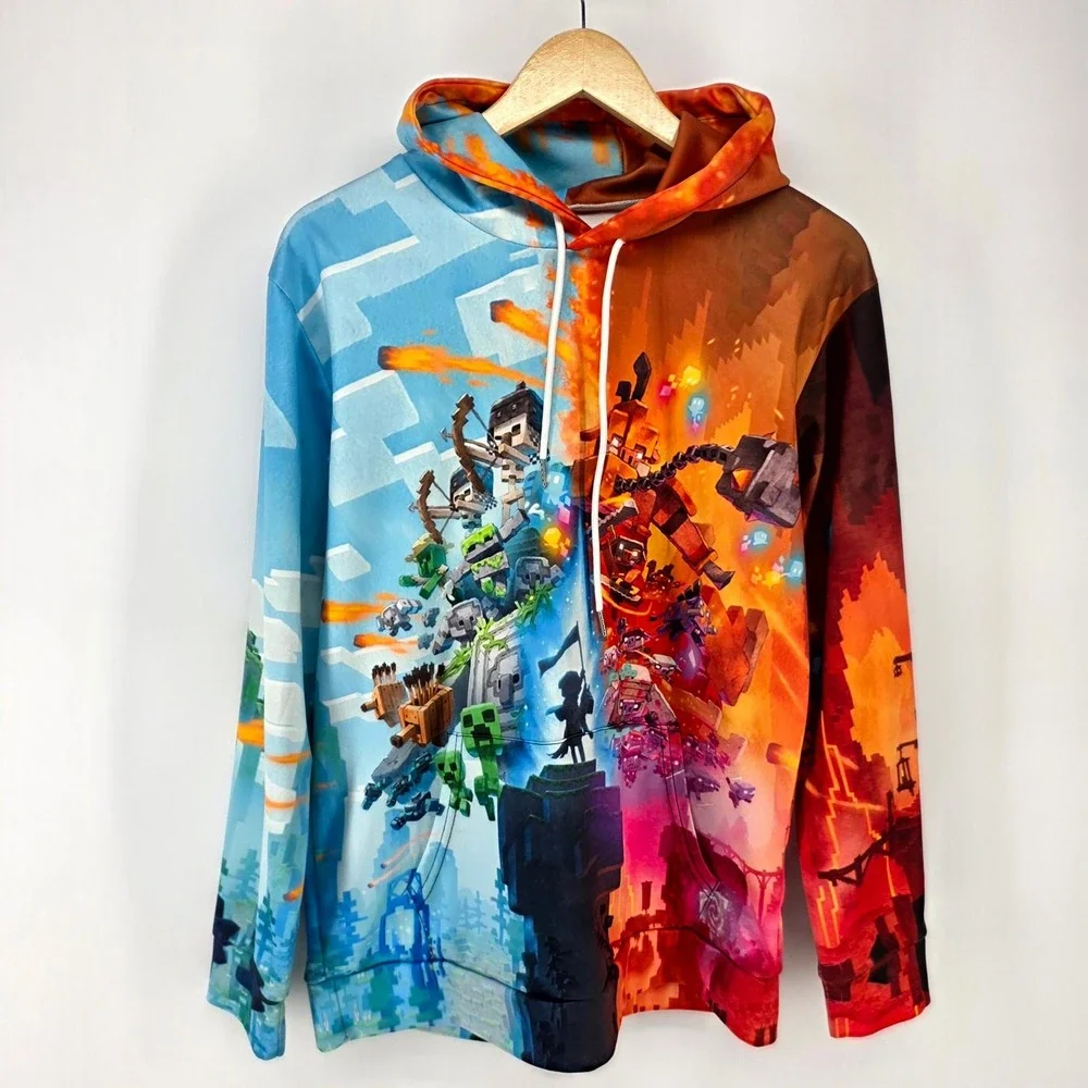 Minecraft Dungeons Hoodie Youth XL Multicolor All Over Print Graphic Sweatshirt